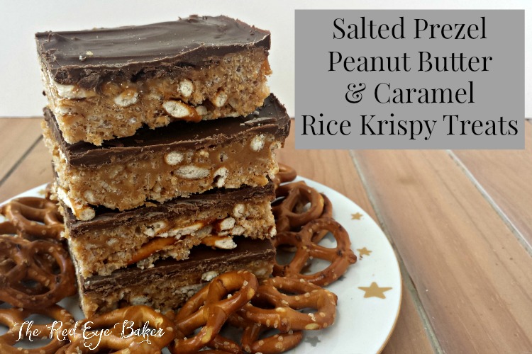 Salted Pretzel Peanut Butter & Caramel Rice Krispy Treats