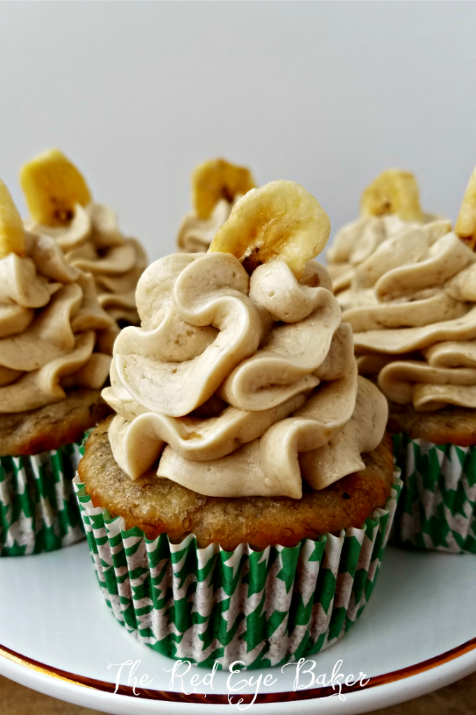 Banana Cupcakes with Fluffy Brown Sugar Frosting | The Red Eye Baker