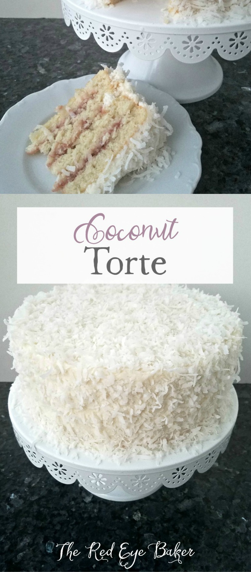 Coconut Torte | Bring a little taste of sunshine to your kitchen with this Coconut Torte! The coconut and simple raspberry filling will have you looking forward to sunny summer days in no time!