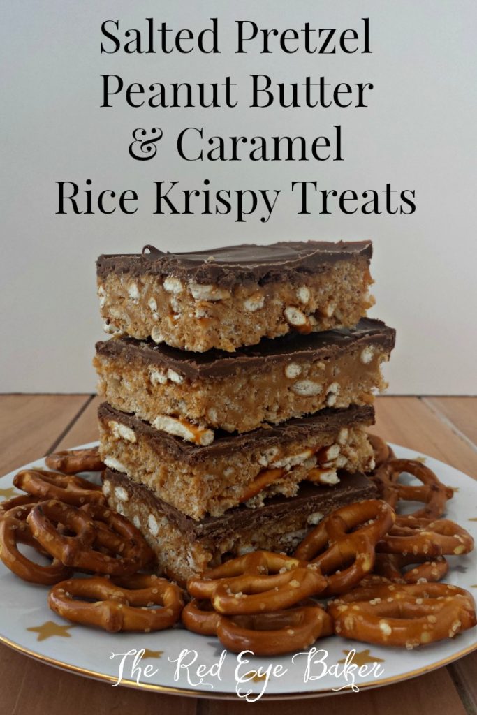 Pretzel Peanut Butter & Caramel Rice Krispy Treats | The Red Eye Baker